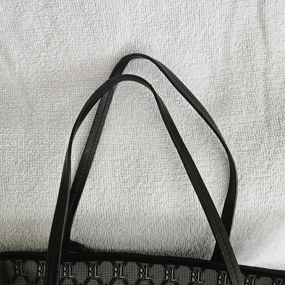 Ralph Lauren Signature Monogram Black and White Tote - Picture 6 of 10